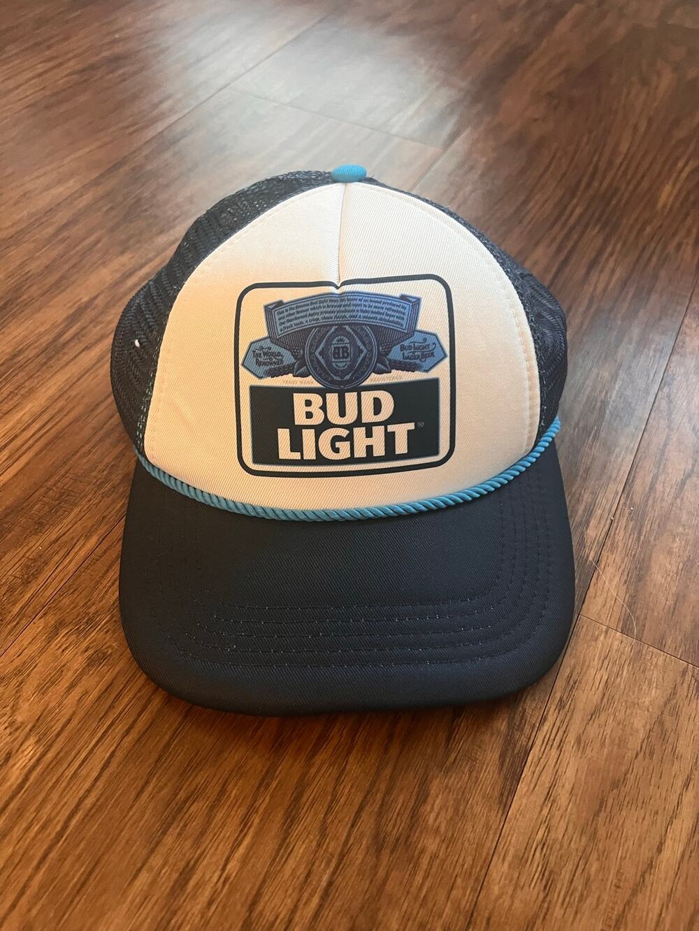 Retro Bud Light Rope Trucker Hat Blue Mesh Snapback Adjustable
